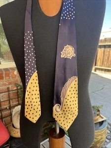 Corbata Splendor Van Heusen Van Original 51"x 4" Amarillo Azul Marino Lunares De Colección Años 50-60 - Imagen 1 de 5