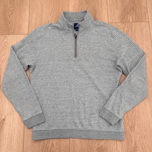Johnnie O Pullover Herren Medium Grau Streifen Quarter Zip Sweater Golf Langarm - Bild 1 von 5