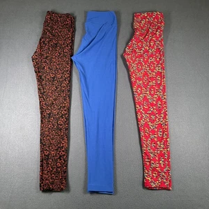 LuLaRoe Leggings Womens One Size OS Solid Floral Print Lot 3 Stretch Pants Yoga - Picture 1 of 17