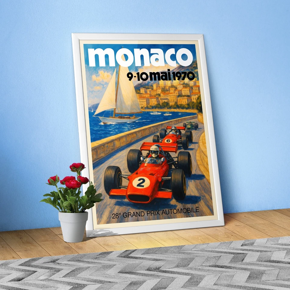Monaco Vintage F1 Grand Prix 1970 Art Poster — Auto Racing Wall Art, Formula 1 - Image 1 of 4