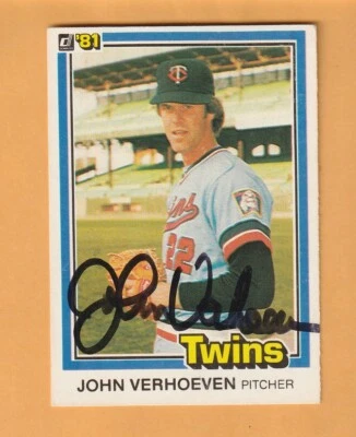 John Verhoeven Minnesota Twins AUTO Signed 1981 Donruss Cerritos California 3T - Image 1 of 2