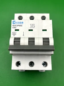 Europa EUC3P63C C63 63A 3 Phase MCB - Picture 1 of 4