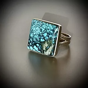 NUEVO ANILLO LANDER NATIVO AMERICANO TURQUESA PLATA ESTERLINA TALLA 7 - Imagen 1 de 11