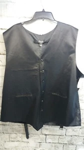Mens Steven Land shiny formal vest bow neck square tie set size 5XL Black new - Picture 1 of 4