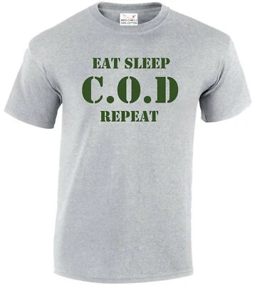 RED CHILLI APPAREL Call of Duty Style T Shirt Eat Sleep Repeat Inspired T Shirt PS4 X Box Gamer