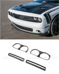 Para Dodge Challenger 15-23 | Inserto de rejilla delantera de fibra de carbono con cubierta de faro - Imagen 1 de 24