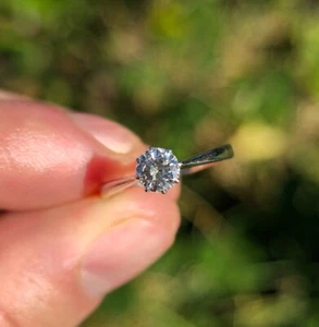 Platinum natural 0.50ct diamond solitaire engagement ring size M - Picture 1 of 5