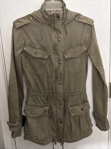 Aritzia Talula Jacket Women's 3XS Khaki Safari Trooper Army Utility Hooded Twill - Picture 1 of 13