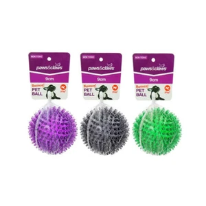 3x Paws & Claws TPR 9cm Spikey Ball Pet/Dog Puppy Chew/Tooth Teething Toy Assort - Picture 1 of 2