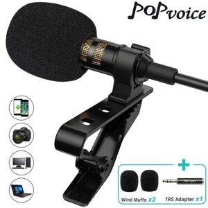 PoP Voice Lavalier Lapel Microphone PV510+ clip on wired omnidirectional black