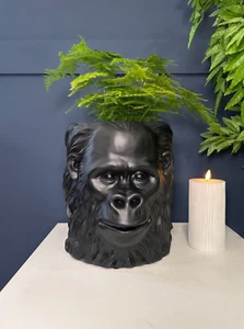 Black Gorilla Head Planter – Bold Jungle-Inspired Home Decor - Picture 1 of 6