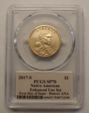 2017-S Native American Dollar Enhanced PCGS SP70 FDOI Signed by Thomas Cleveland Cover