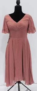 JJ's House Women's Flutter Sleeve A Line Bridesmaids Dress EJ1 Desert Rose US 4 - Picture 1 of 6