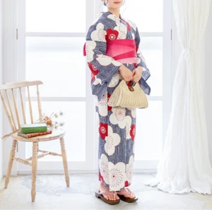 Japanischer Sommer Kimono Yukata große Pflaumenblüten Yukata und Obi Set Damen " - Bild 1 von 7
