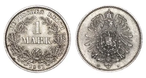 GERMANIA EMPIRE Wilhelm I - 1 Mark 1881 D - Full Luster - Argento Silver - Picture 1 of 1