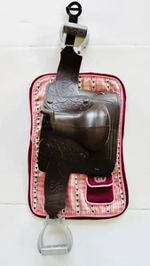 OUR GENERATION Brown Horse Saddle 18" Doll Accessory Stirrups With Pad NICE - Picture 1 of 3