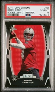 2014 Topps Chrome DEREK CARR Rookie Die Cut Red Refractor /25 - PSA 10 - Picture 1 of 2