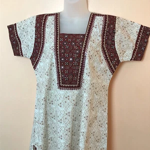 Embroidered Mirrored Sequins Indian Kurta Kurti Tunic Top NEW Maroon Tan Floral - Picture 1 of 7