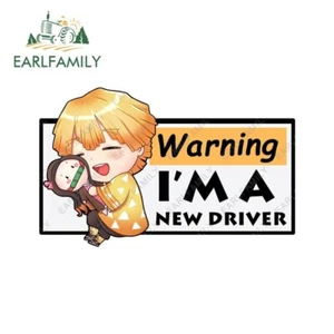 EARLFAMILY 5.1" Demon Slayer Zenitsu New Driver Warning Car Stickers JDM Decals - Picture 1 of 4