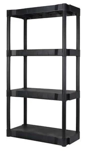 Black Plastic 4-Tier 56.2" H x 30"" W x 13.8" D, 280lb Total Capacity - Picture 1 of 4