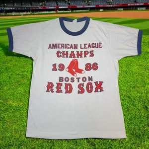 Vintage 80s Screen Stars MLB Boston Red Sox 1986 AL CHAMPS Ringer Shirt Single - Bild 1 von 7