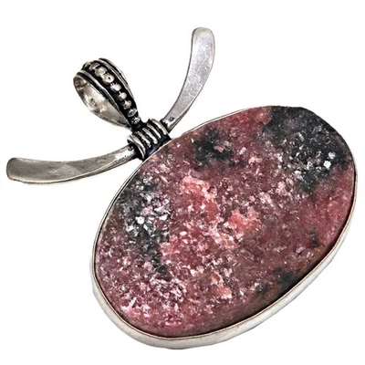 Colgante Rodonita Drusy Piedras Preciosas Regalo Para Ella Joyería Plata 2" Foto 1 de 4