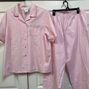 National Since 1952 Baby Pink 2 Pic Pajama Set Cotton Blend - Picture 1 of 5