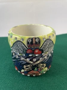 Ed Hardy Style Acrylic Bangles With Rhinestones Set Of 2 - Picture 1 of 5