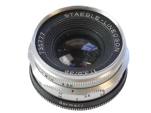 Staeble 35mm f3.5 Lineogon chrome L39 Paxette RF coupled Screw lens. FUNGUS - Picture 1 of 4