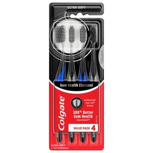 Colgate Gum Health Brosse à dents au charbon de bois ultra douce 4 pièces propre soin des gencives plus profond - Photo 1/10
