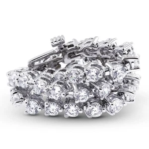 Tennisarmband 10 kt H VS2 rund Erde abgebaut zertifizierte Diamanten 14 K Gold Korb - Bild 1 von 7