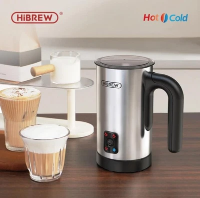 HiBREW M3A 4-in-1 Milchaufschäumer – Heiß/Kalt, 130 ml, Silber, Automatisch