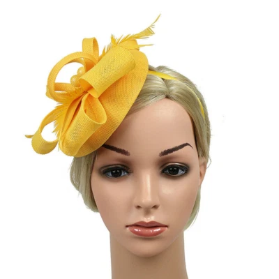 Women Fascinator Cocktail Tea Party Wedding Church Bridal Headpiece Headband Hat - Image 1 of 4