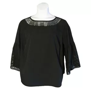 Ralph Lauren 2X schwarzes Shirt Oberteil Ösendetail - Bild 1 von 3