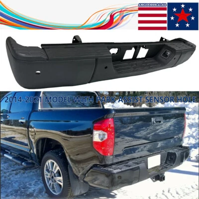 Black Steel Rear Step Bumper Assembly W/Sensor Holes For Toyota Tundra 2014-2021 Foto 1 de 4