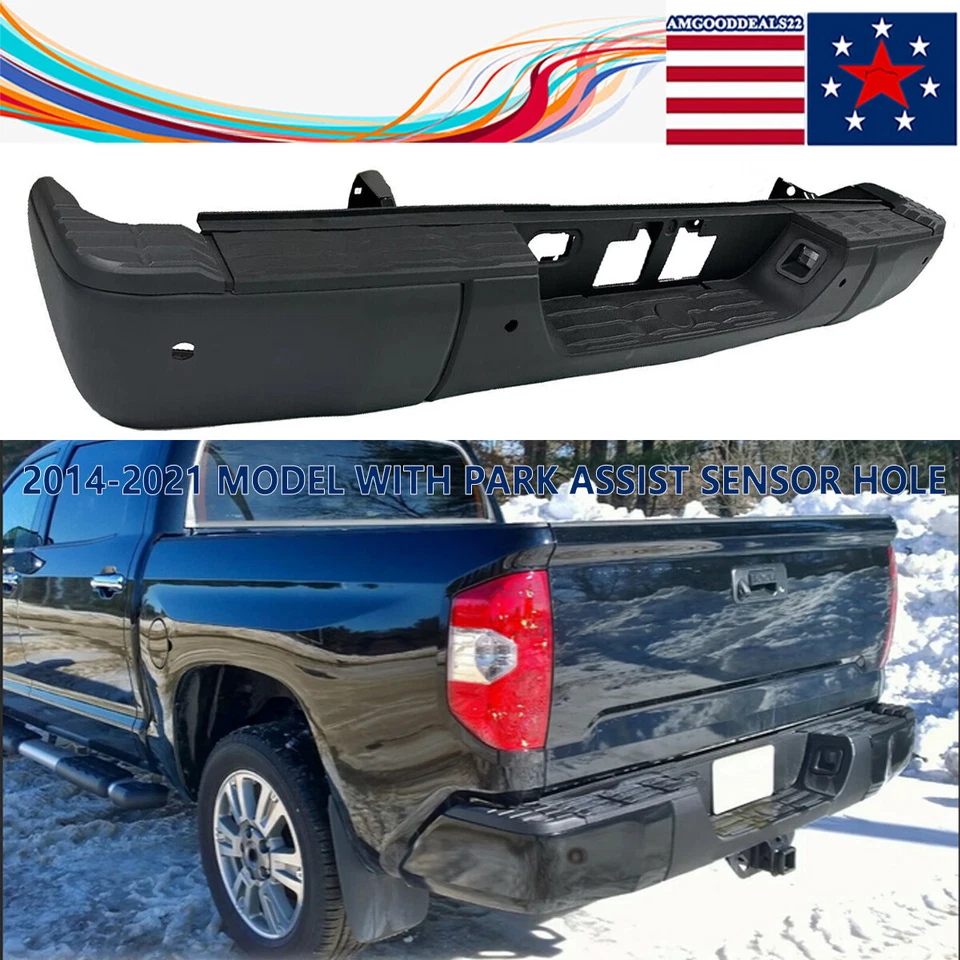 Black Steel Rear Step Bumper Assembly W/Sensor Holes For Toyota Tundra 2014-2021 Foto 1 de 4