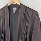 CHICOS Jacket 3 XL Travelers Collection Glitzy Sparkle Open Front 3/4 Sleeve Red