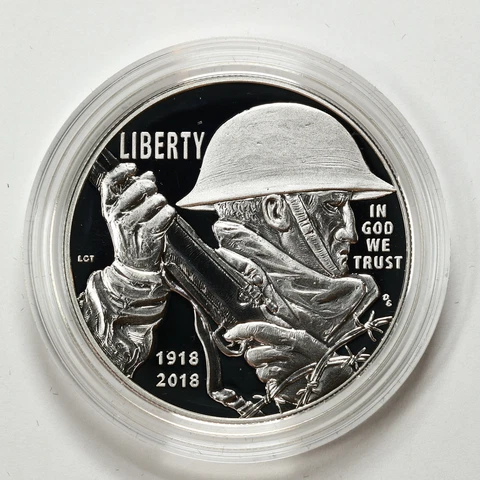 2018-P $1 World War I Uncirculated Commemorative Silver Dollar in OGP Cover