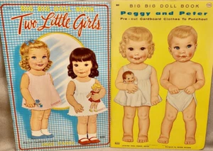 TWO VERY LARGE PAPER DOLL BOOKS - 2 LITTLE GIRLS and PEGGY & PETER - RARE 1960s - Picture 1 of 14