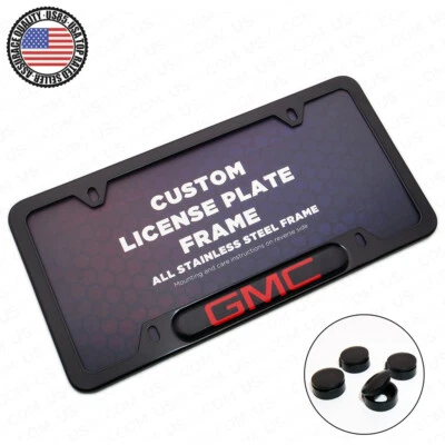 Cubierta de marco de matrícula emblema trasero delantero de acero inoxidable negro regalo - GMC Foto 1 de 4