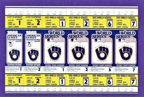 MILWAUKEE BREWERS 1983 WORLD SERIES MINT CONDITION TICKET Cover