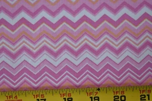 19" Long, Pink Yellow & White Chevron Quilt Cotton, A.E. Nathan, P1436 - Picture 1 of 5