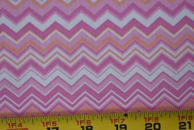 19" Long, Pink Yellow & White Chevron Quilt Cotton, A.E. Nathan, P1436 - Image 1 of 4