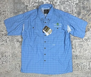 Drake Clothing Company Kimmins Foundation Short Sleeve Blue Button Shirt Mens L - Picture 1 of 10