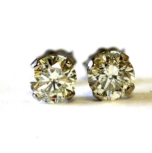 Neu 14k Weißgold 1,50ct Runde Diamant Ohrstecker 1,3g Reinheit Verbessert I1 K - Bild 1 von 9