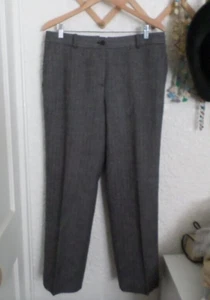 Jaeger Women's Herringbone Wool Fly Front Pant Trouser Size UK 16/US 14 - Picture 1 of 6
