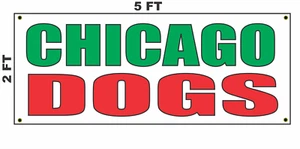 Letrero de pancarta de CHICAGO DOGS para perritos calientes soporte restaurante bar o camión de comida - Imagen 1 de 3