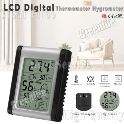 Indoor Digital Thermometer Hygrometer with Large LCD Display Temperature Monitor - Image 1 of 4