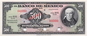 Mexico 500 Pesos Specimen 02.08.1974 Series BYE Uncirculated Banknote - Picture 1 of 2