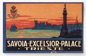 Savoia Excelsior Palace Triest Italy c1920s Kofferetikett 2,25 x 3,5" - Bild 1 von 2